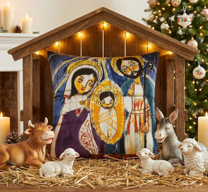 Batik artisanal Crèche de Noël – Housse Coton fait main - Décoration Unique Sol'Anna