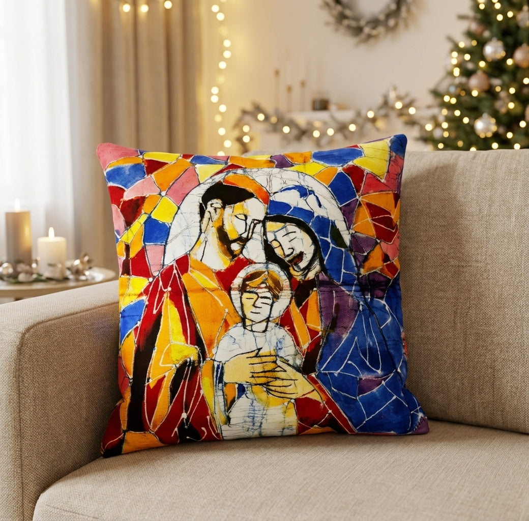 Batik artisanal Crèche de Noël – Housse Coton fait main - Décoration Unique Sol'Anna