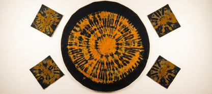 Parrure de table koko donda en coton : Nappe ronde + 4 serviettes