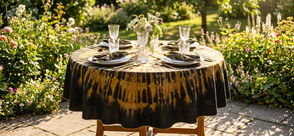 Parrure de table koko donda en coton : Nappe ronde + 4 serviettes