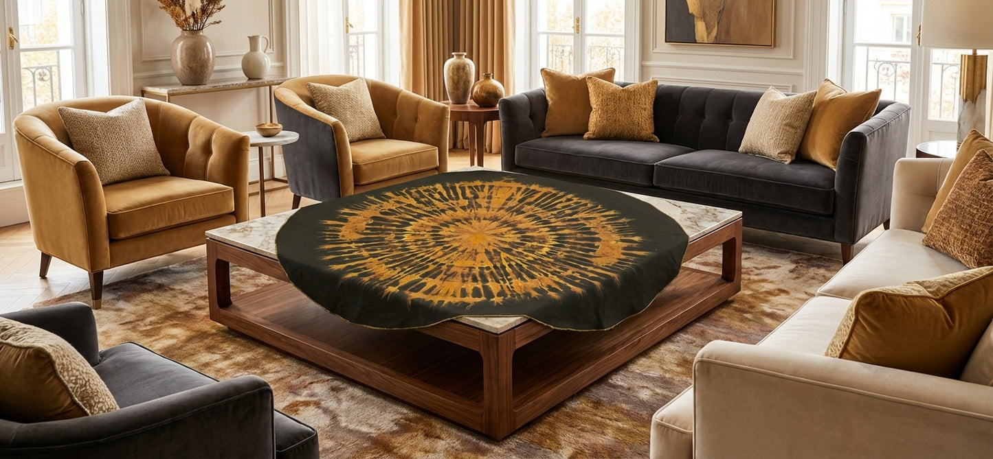 Parrure de table koko donda en coton : Nappe ronde + 4 serviettes