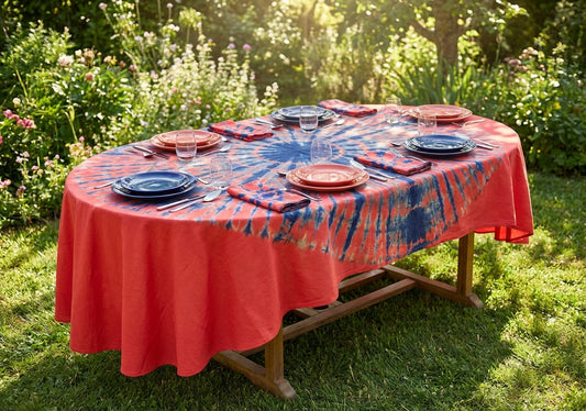 Nappe ovale Koko Donda Fait Main + 6 Serviettes - Textile Africain Artisanal