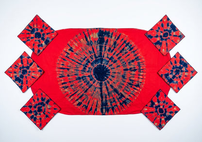 Nappe ovale Koko Donda Fait Main + 6 Serviettes - Textile Africain Artisanal