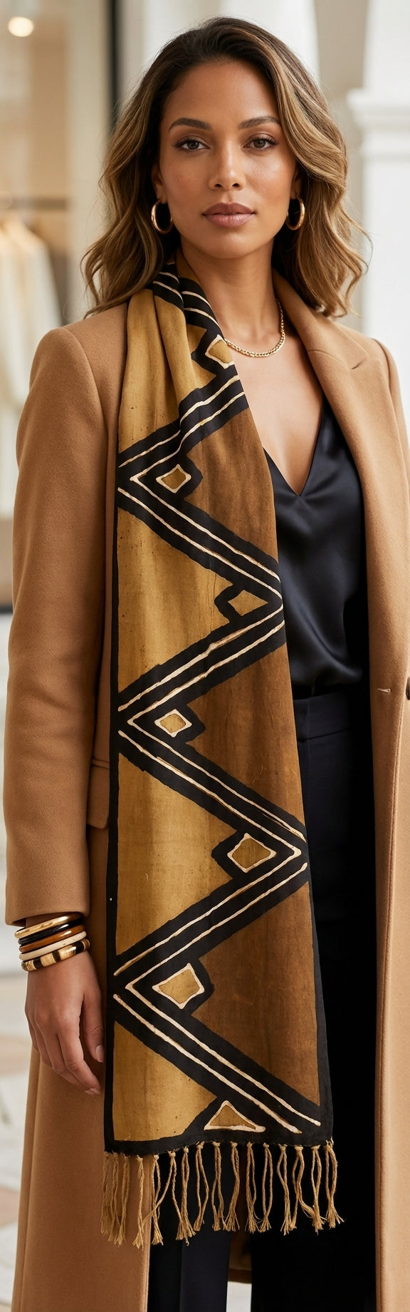 Écharpe bogolan multifonction – 200 × 37 cm