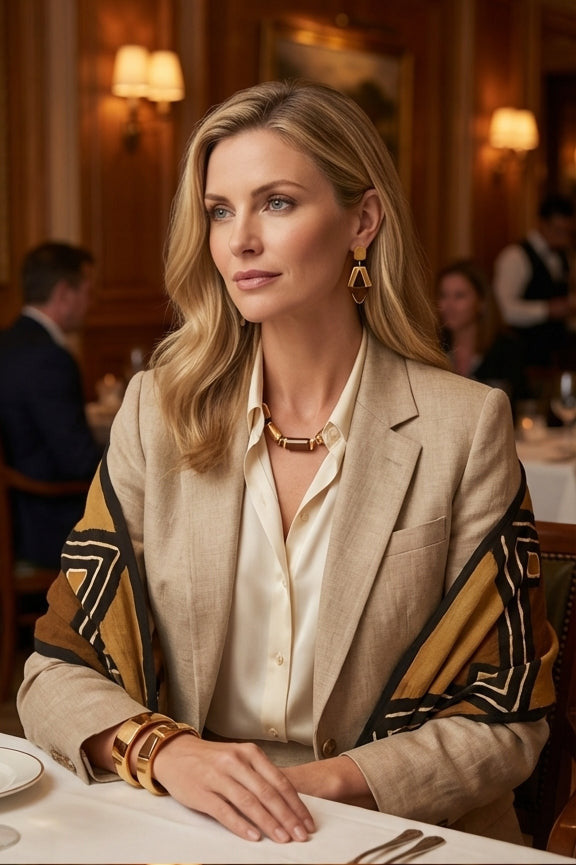 Écharpe bogolan multifonction – 200 × 37 cm