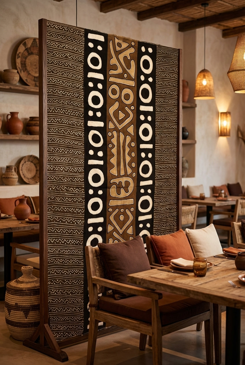 Grande étoffe bogolan du Mali – Pièce d’exception, art vivant : multicolore