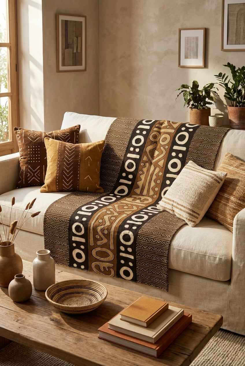 Grande étoffe bogolan du Mali – Pièce d’exception, art vivant : multicolore