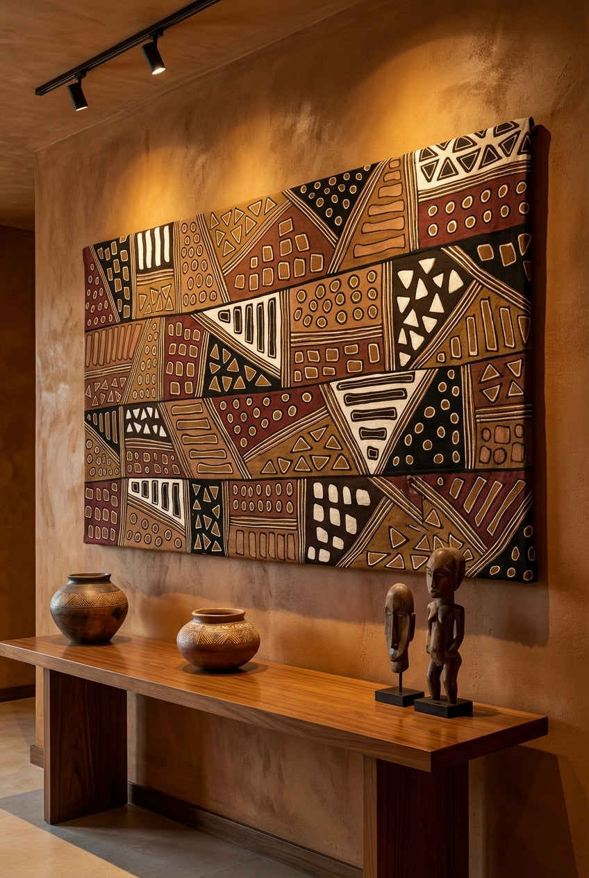 Grande étoffe bogolan du Mali – Pièce d’exception, art vivant : multicolore