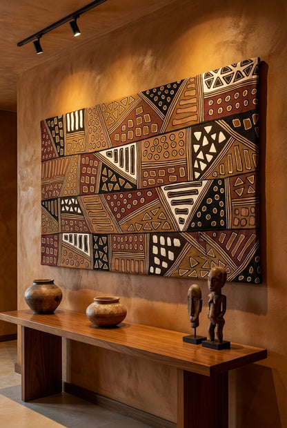 Grande étoffe bogolan du Mali – Pièce d’exception, art vivant : multicolore