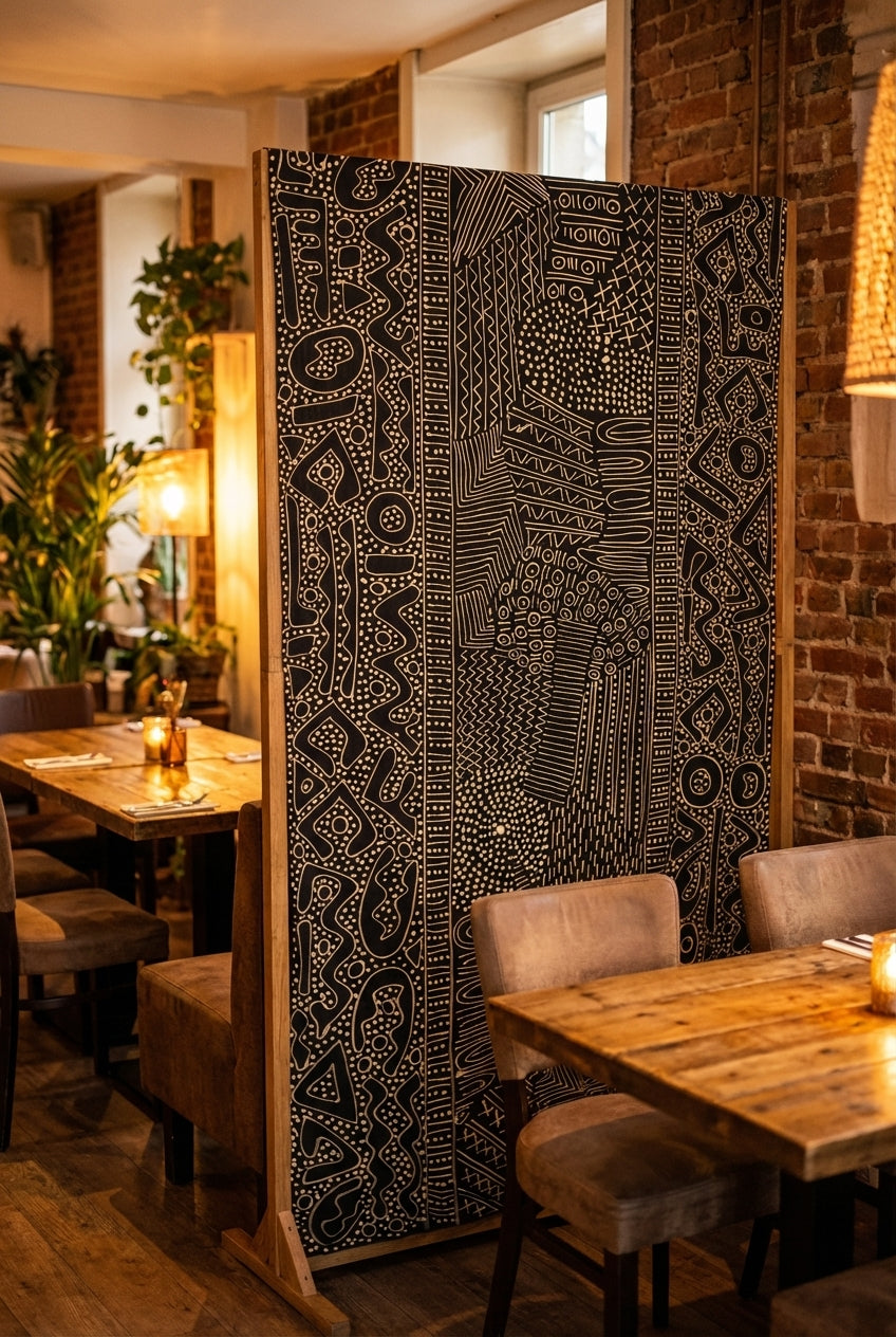 Grande étoffe bogolan du Mali – Pièce d’exception, art vivant : noir