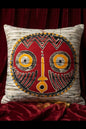 Batik Artisanal "Masque africain " - Housse Fait Main - orange