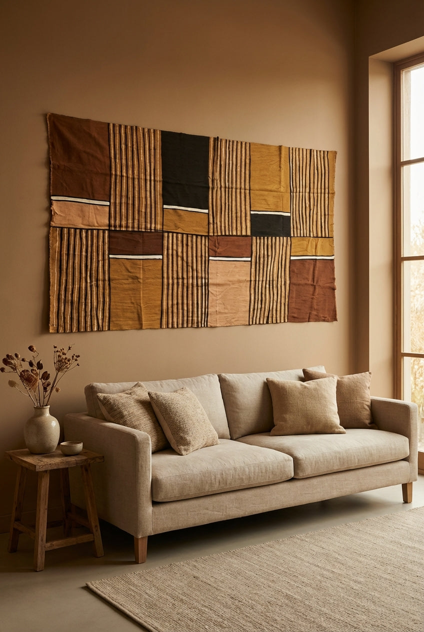 Étoffe Bogolan Traditionnel du Mali - 2m x 1,14m