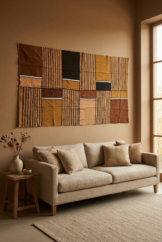 Étoffe Bogolan Traditionnel du Mali - 2m x 1,14m