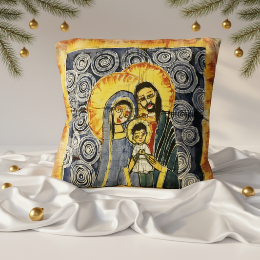 Batik artisanal Crèche de Noël – Housse Coton fait main - Décoration Unique Sol'Anna