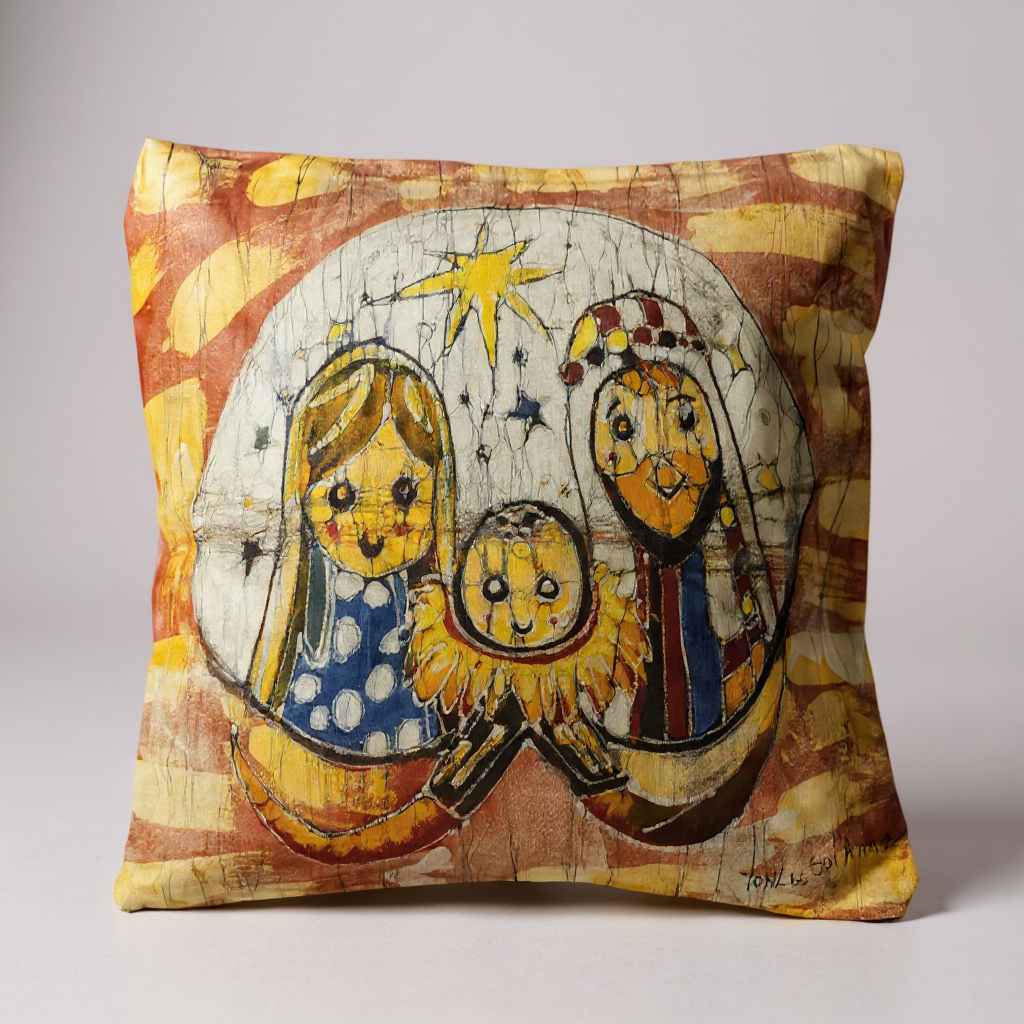 Batik artisanal Crèche de Noël – Housse Coton fait main