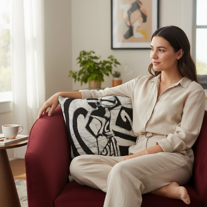 Batik Artisanal "La Porteuse d'Eau" - Housse Coton Fait Main multi usages