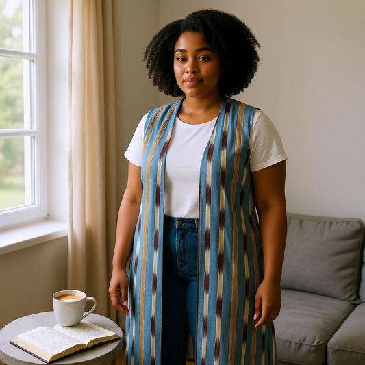 Veste Longue sans manches en Faso Dan Fani