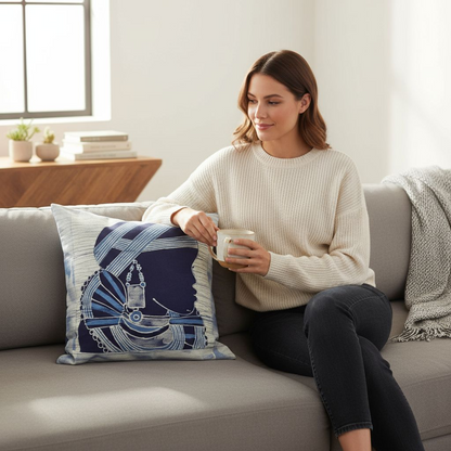 Batik Artisanal "Femme Peule" - Housse Indigo Fait Main
