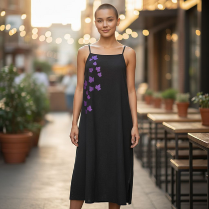 Robe peinte de feuilles roses