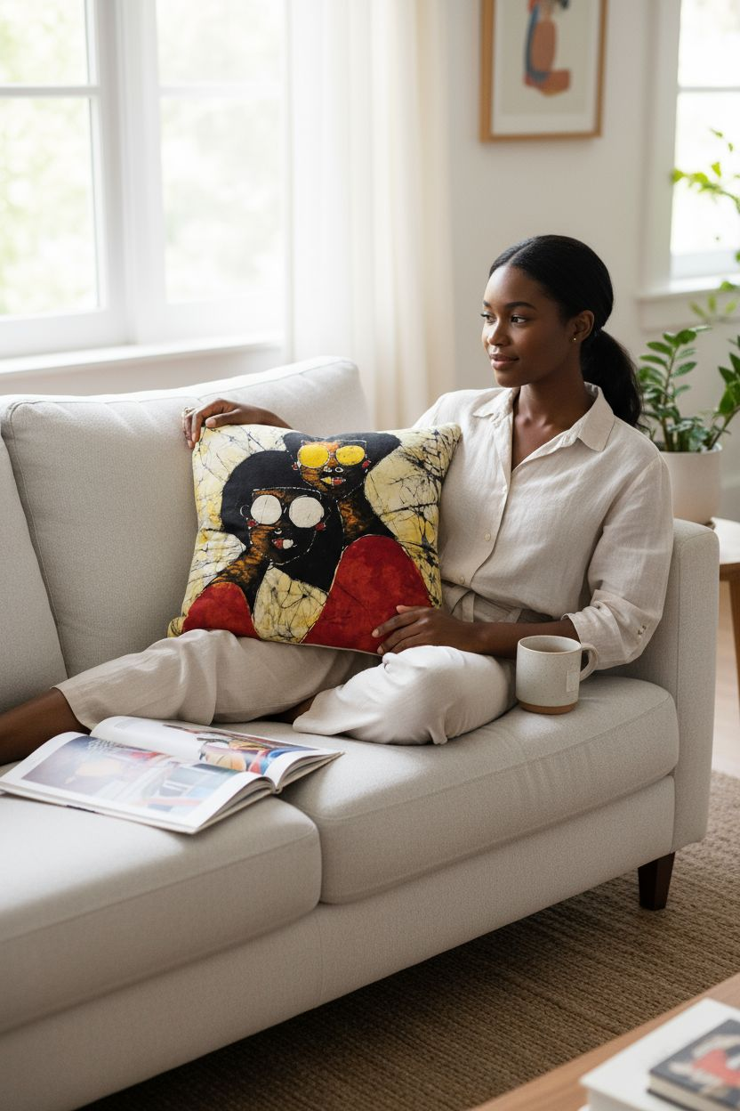 Batik Artisanal "Mes Copines d'Asie" - Housse Coton Fait Main multi usages