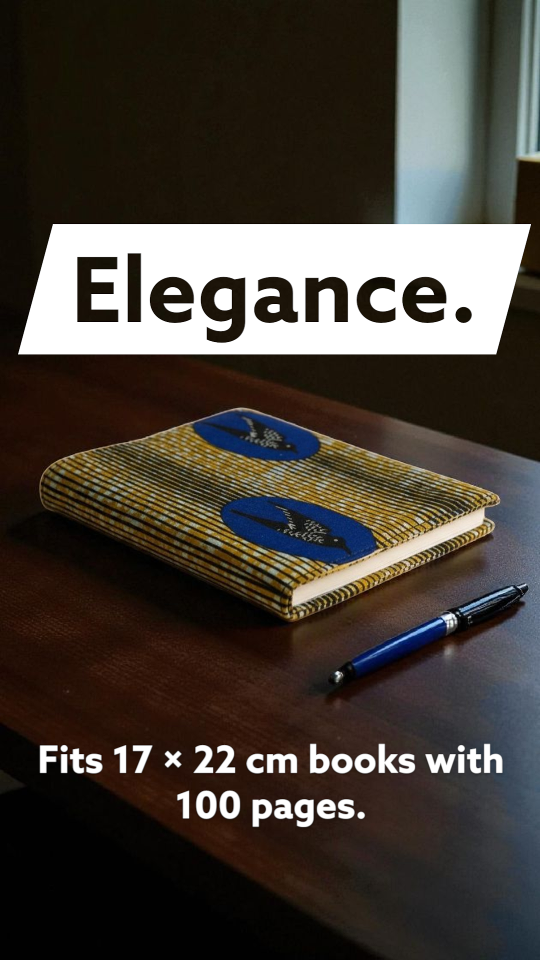 Protège-cahier en wax Oiseaux  bleus