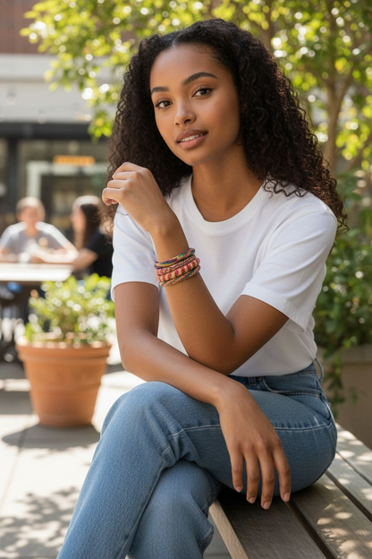 Bracelets de Madagascar en raphia multicolore