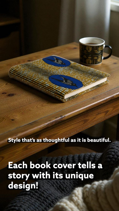 Protège-cahier en wax Oiseaux  bleus