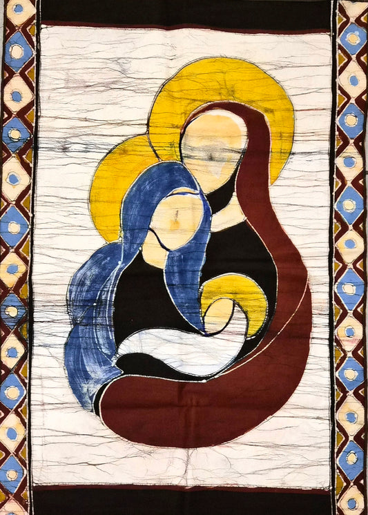 Tableau batik Sainte Famille " Tendresse sacrée"