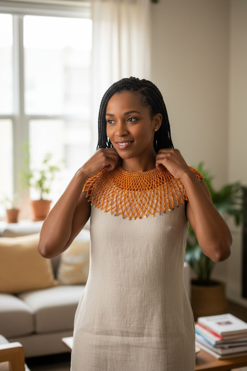 Collier filet de perles d'oranges
