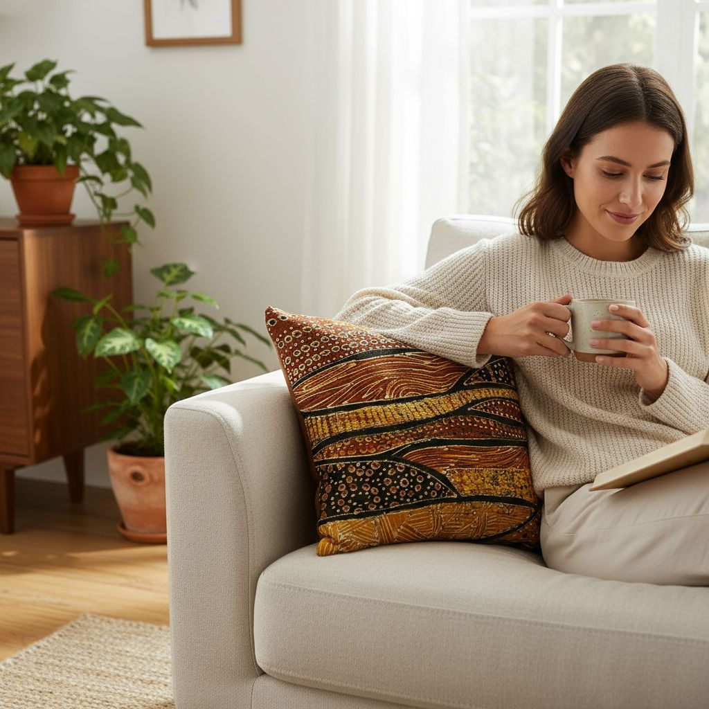 Batik Artisanal "Ondes et Dunes" - Housse Coton Fait Main multi usages