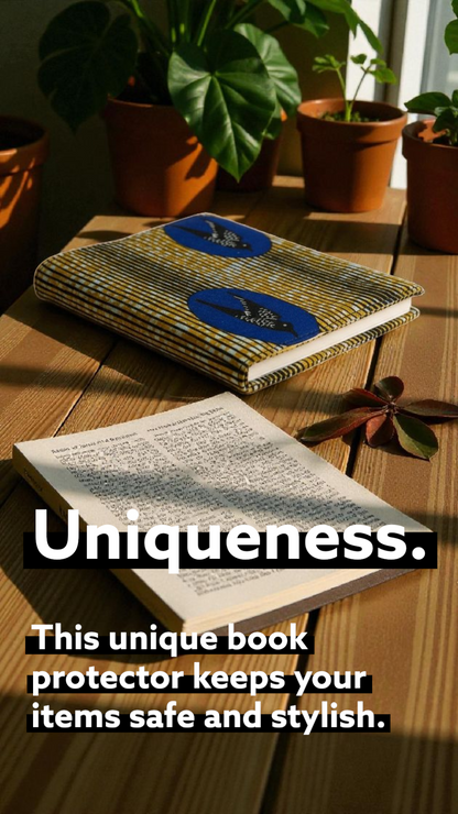 Protège-cahier en wax Oiseaux  bleus