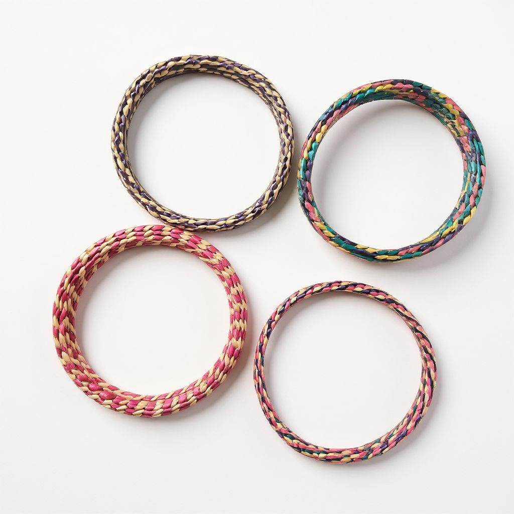 Bracelets de Madagascar en raphia multicolore