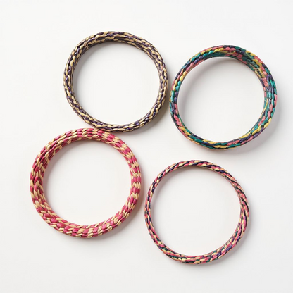 Bracelets de Madagascar en raphia multicolore