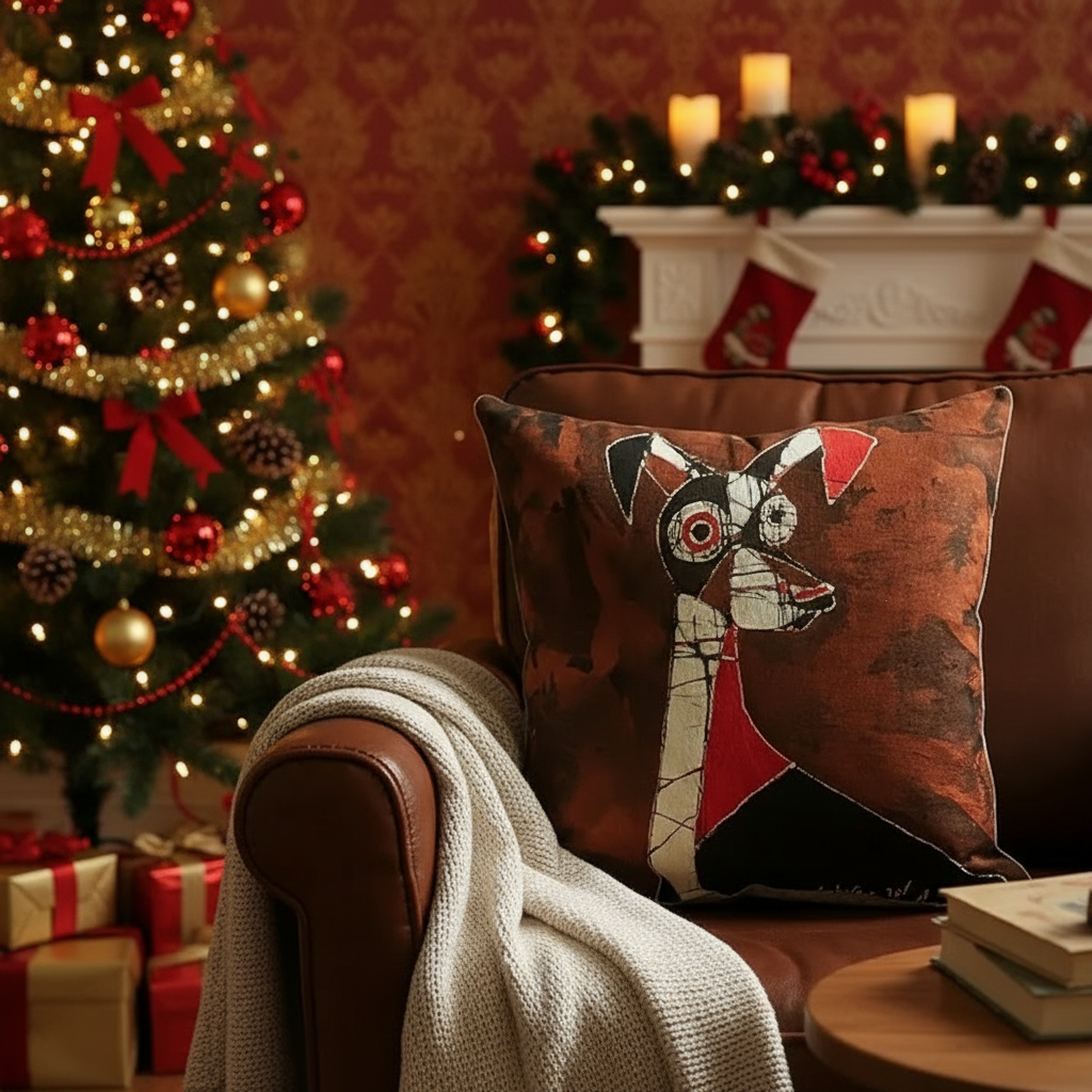 Batik Artisanal "Mon Chien Drôle" - Housse Coton Fait Main multi usages