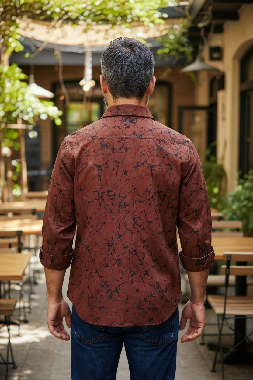 Chemise stylée e✨ Chemise Batik Homme – Taille M – Création Sol’Anna ✨n batik