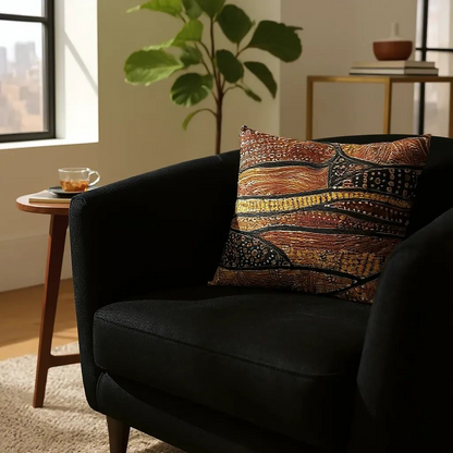 Batik Artisanal "Ondes et Dunes" - Housse Coton Fait Main multi usages