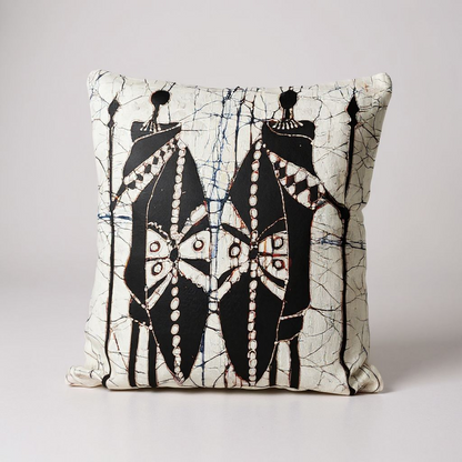 Batik Artisanal "Guerriers d'Afrique" - Housse Coton Fait Main