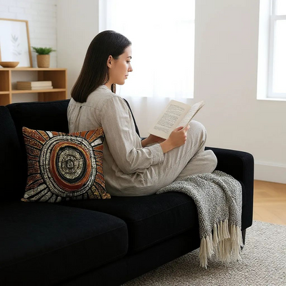 Batik Artisanal "Soleil en Joie" - Housse Coton Fait Main