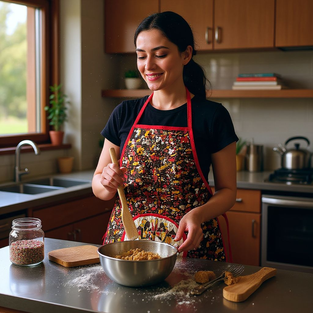 Tablier Batik Artisanal Rouge - Accessoire Cuisine Fait Main
