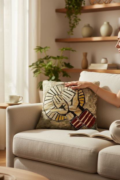 Batik Artisanal "Mains de l'Offrande" - Housse Coton Fait Main