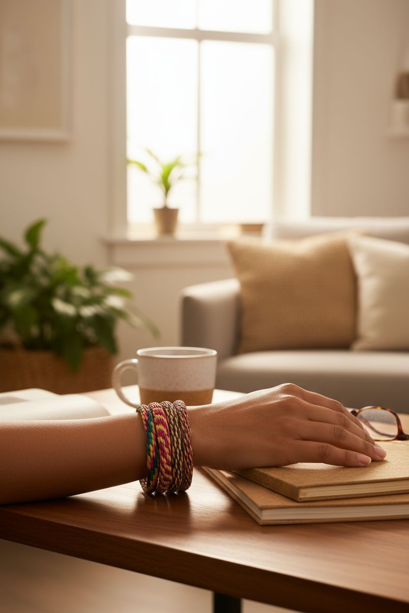 Bracelets de Madagascar en raphia multicolore