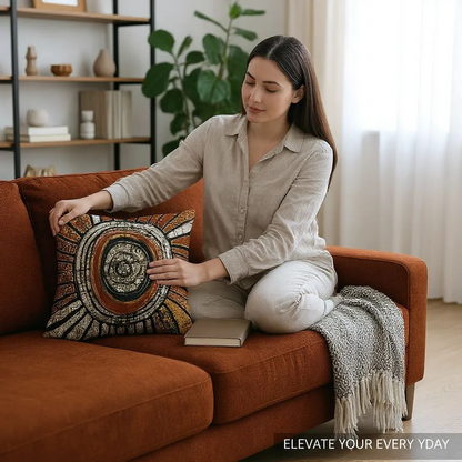 Batik Artisanal "Soleil en Joie" - Housse Coton Fait Main