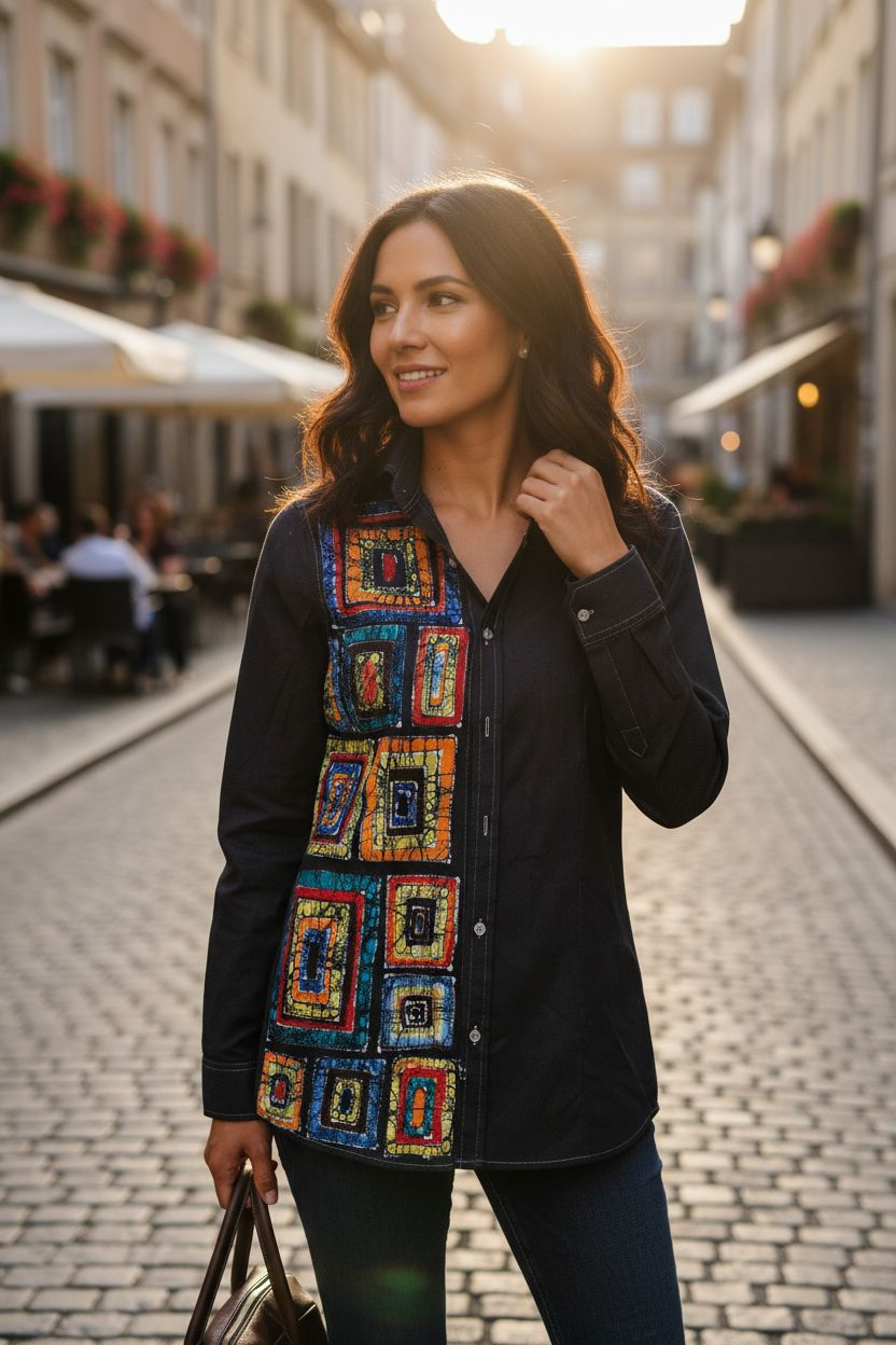 Chemise stylée en batik