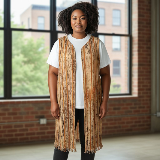 Veste longue sans manches en Faso Dan Fani