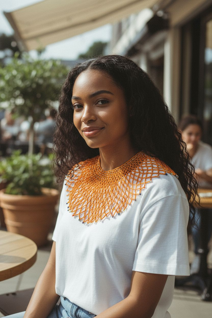 Collier filet de perles d'oranges