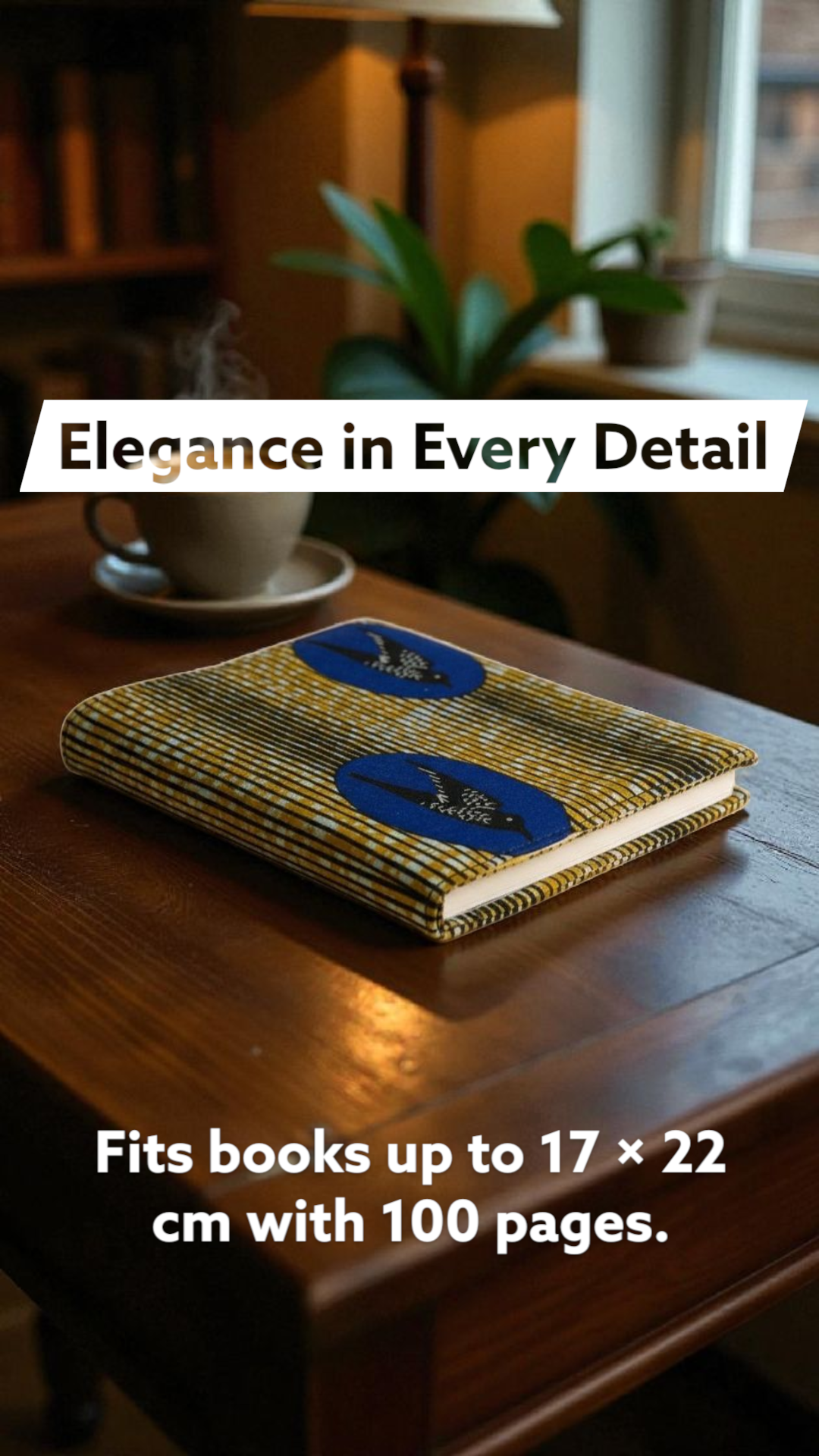 Protège-cahier en wax Oiseaux  bleus