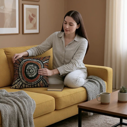 Batik Artisanal "Soleil en Joie" - Housse Coton Fait Main