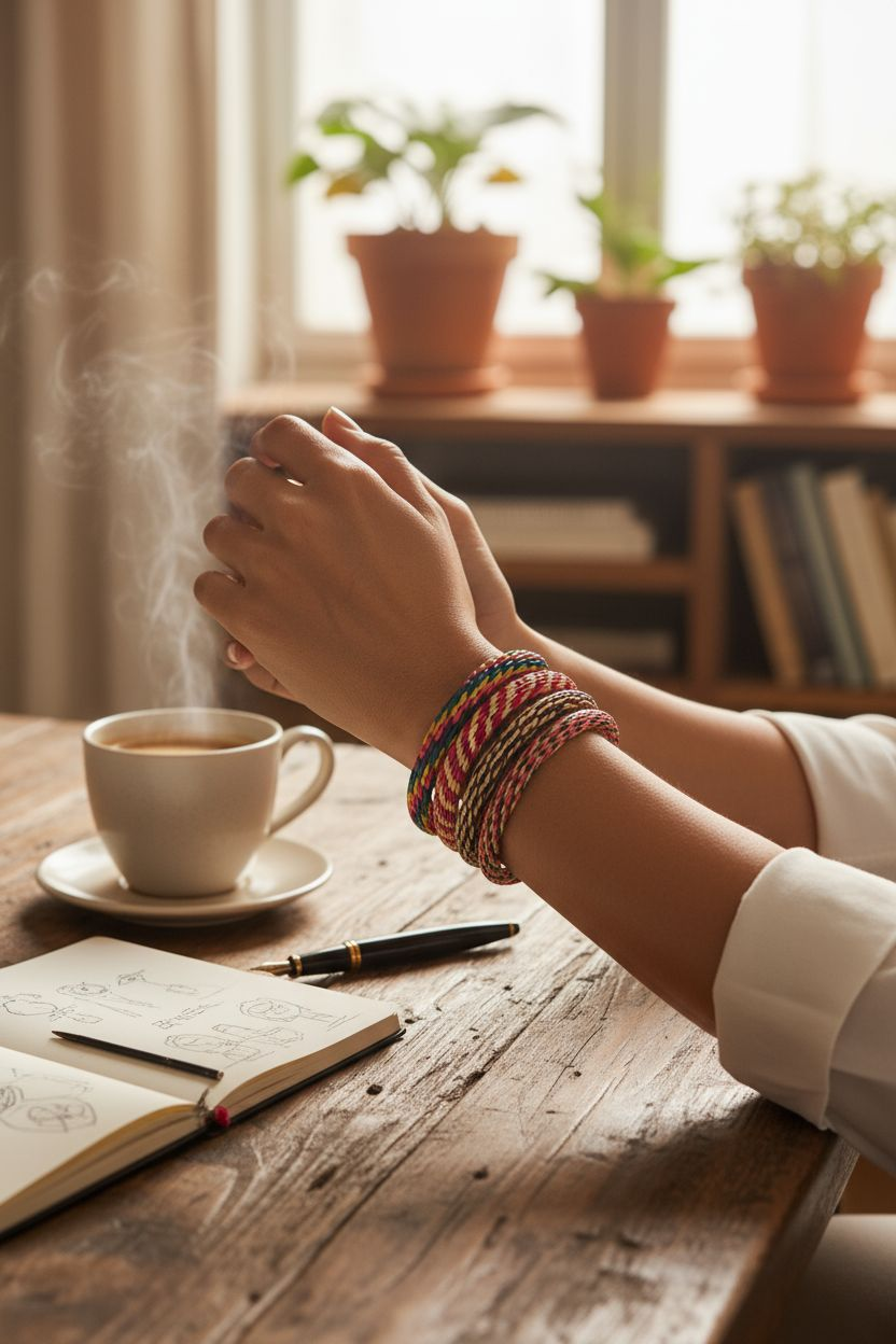 Bracelets de Madagascar en raphia multicolore