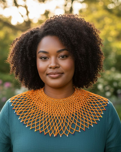 Collier filet de perles d'oranges