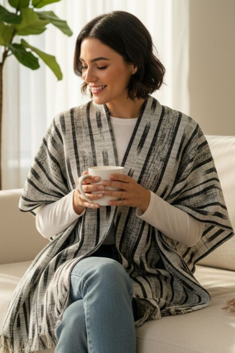 Poncho blanc en Faso Dan Fani